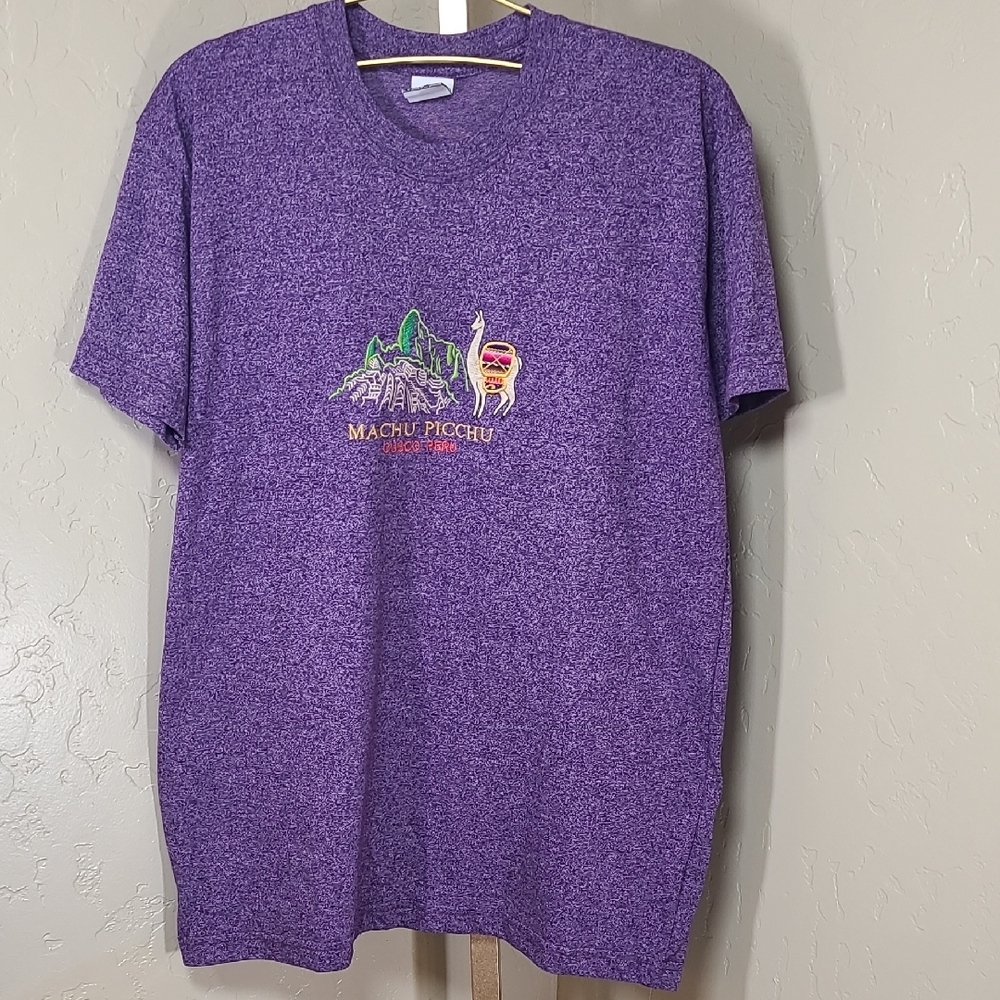 MANCO ARTS Purple Machu Picchu Cusco Peru Camel Graphic T-Shirt Large